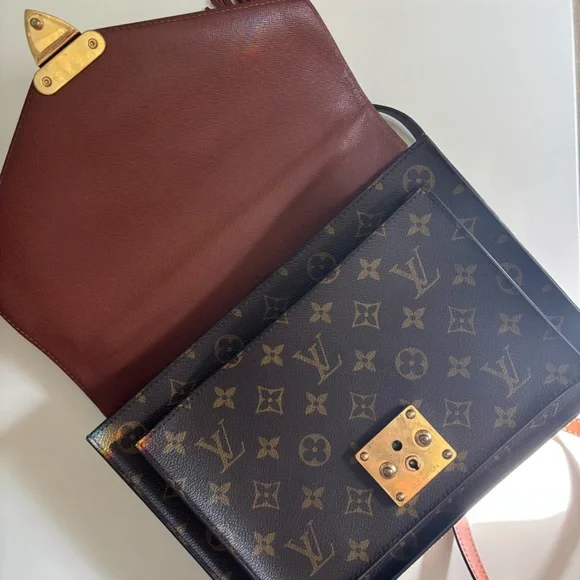 Louis Vuitton Monceau 28 Brown Monogram Crossbody Purse Gold Hardware Vintage - Picture 5 of 17